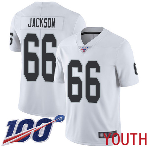 Oakland Raiders Limited White Youth Gabe Jackson Road Jersey NFL Football 66 100th Season Vapor Jersey
